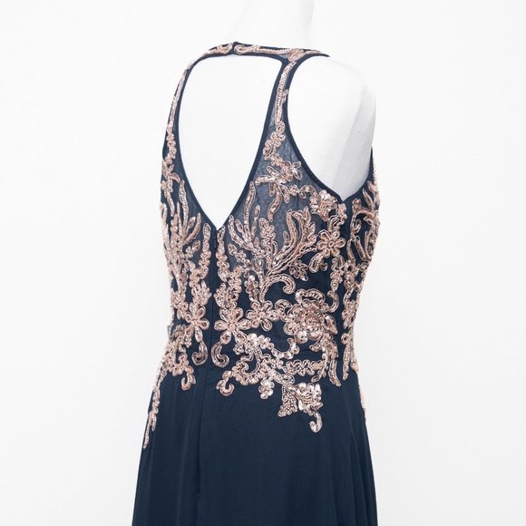 Betsy & Adam -  Celeste Long Embroidered Chiffon Gown - Picture 13 of 14